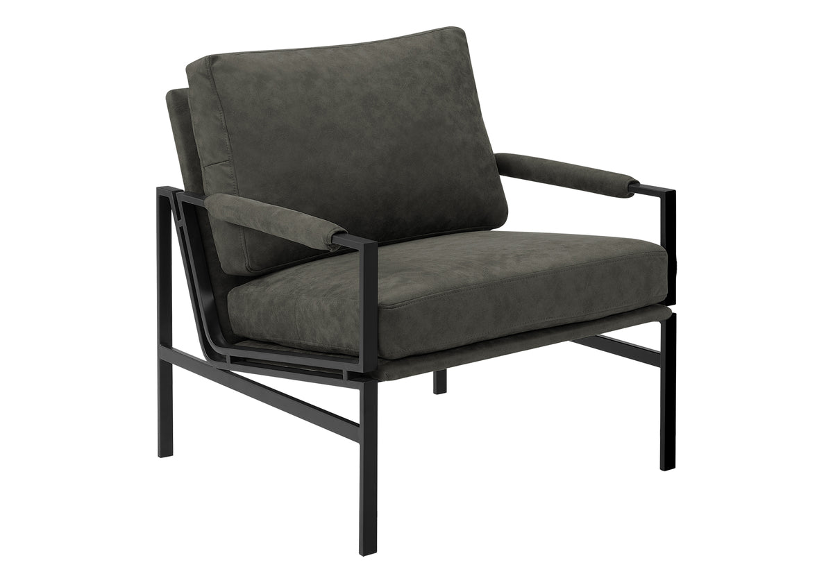 ACCENT CHAIR - 36""H / DARK GREY FABRIC / BLACK METAL