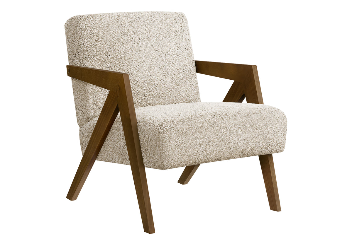 ACCENT CHAIR - 30"H / LIGHT GREY FABRIC / WALNUT WOOD