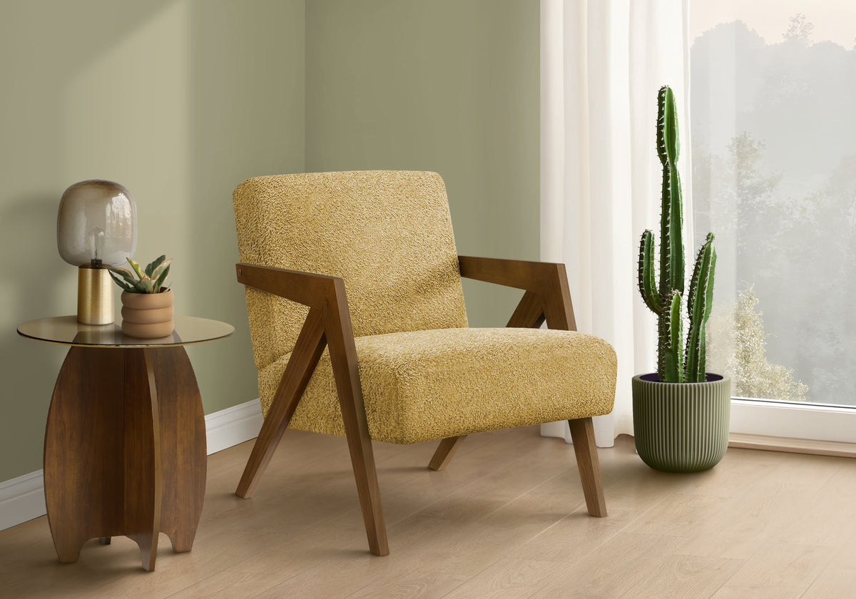 ACCENT CHAIR - 30"H / LIGHT GREY FABRIC / WALNUT WOOD