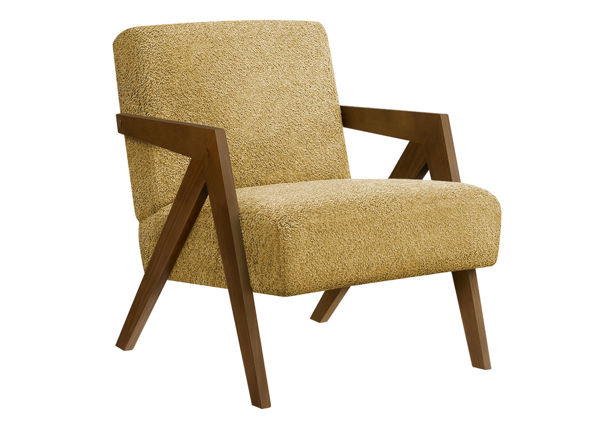 ACCENT CHAIR - 30"H / LIGHT GREY FABRIC / WALNUT WOOD