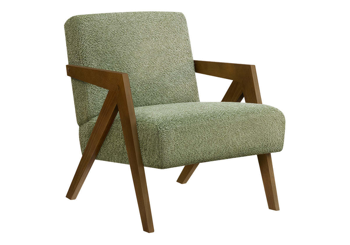 ACCENT CHAIR - 30"H / LIGHT GREY FABRIC / WALNUT WOOD