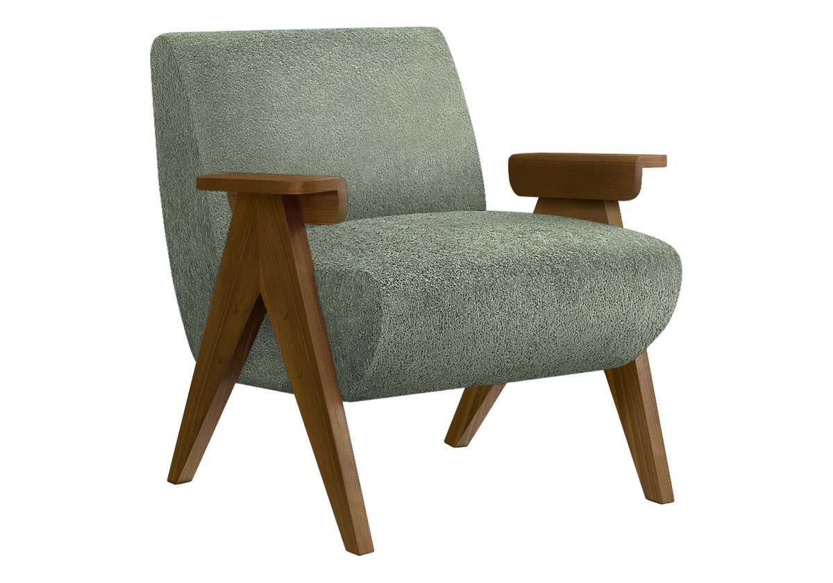 ACCENT CHAIR - 31""H / BEIGE FABRIC / WALNUT WOOD