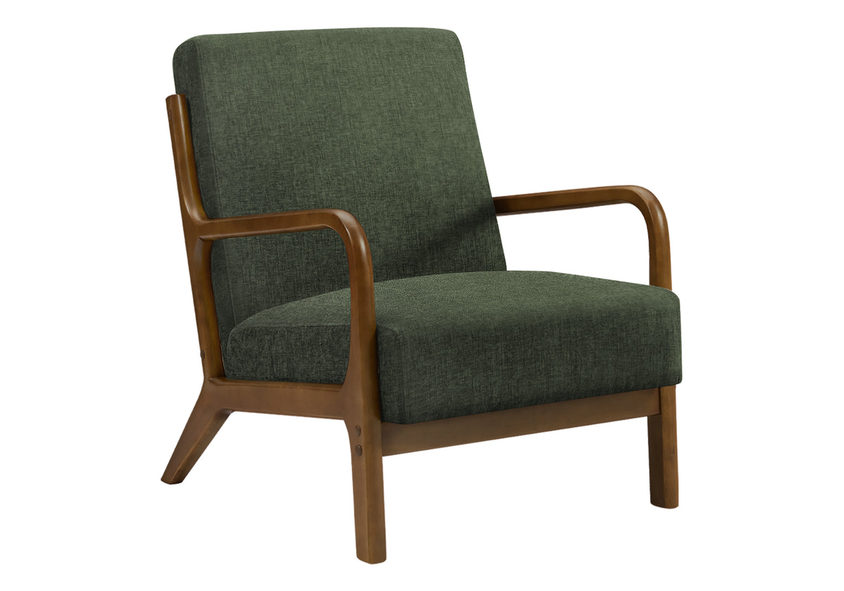 ACCENT CHAIR - 34"H / GREY FABRIC / WALNUT WOOD