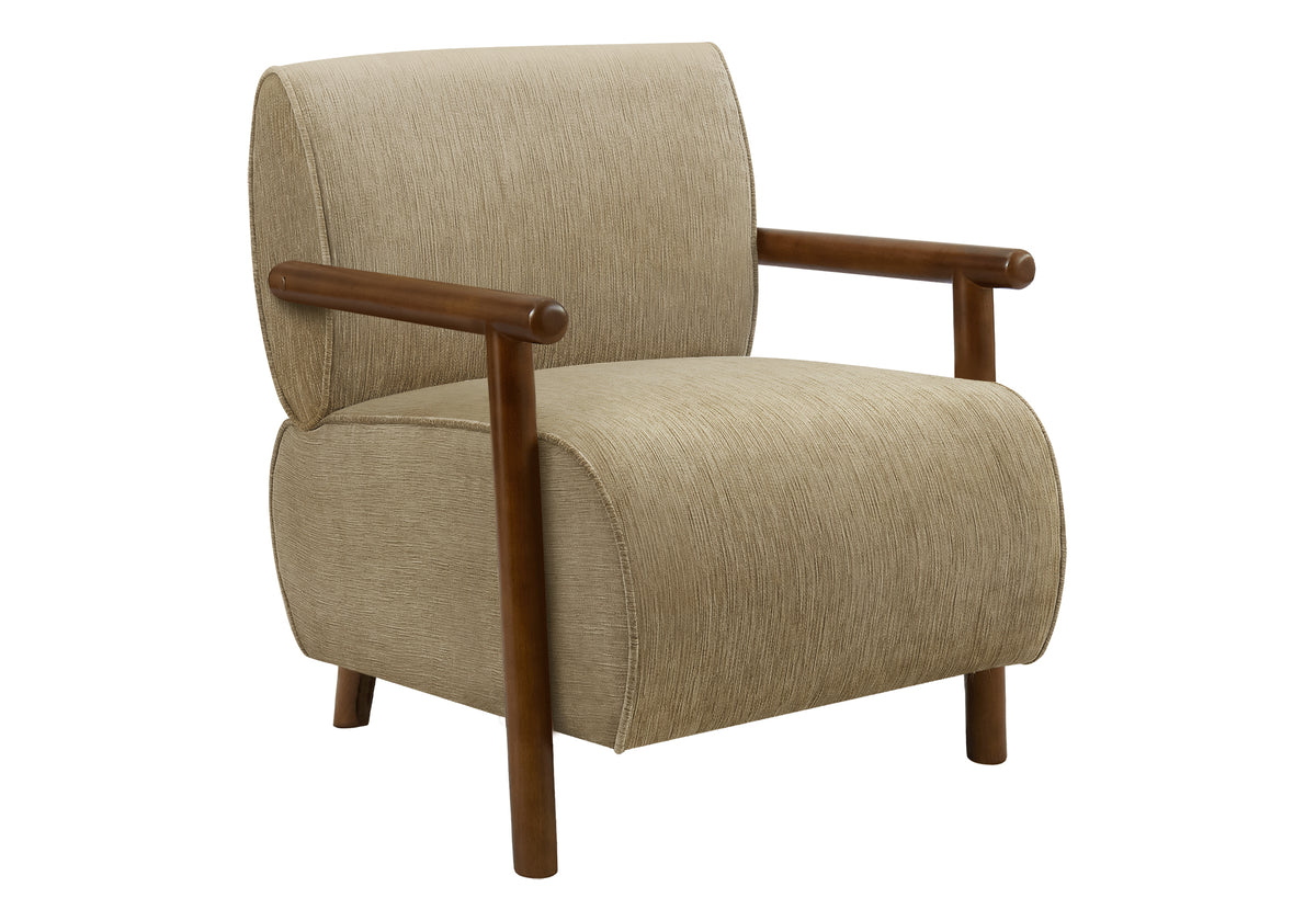ACCENT CHAIR - 31"H / LIGHT BROWN FABRIC / WALNUT WOOD