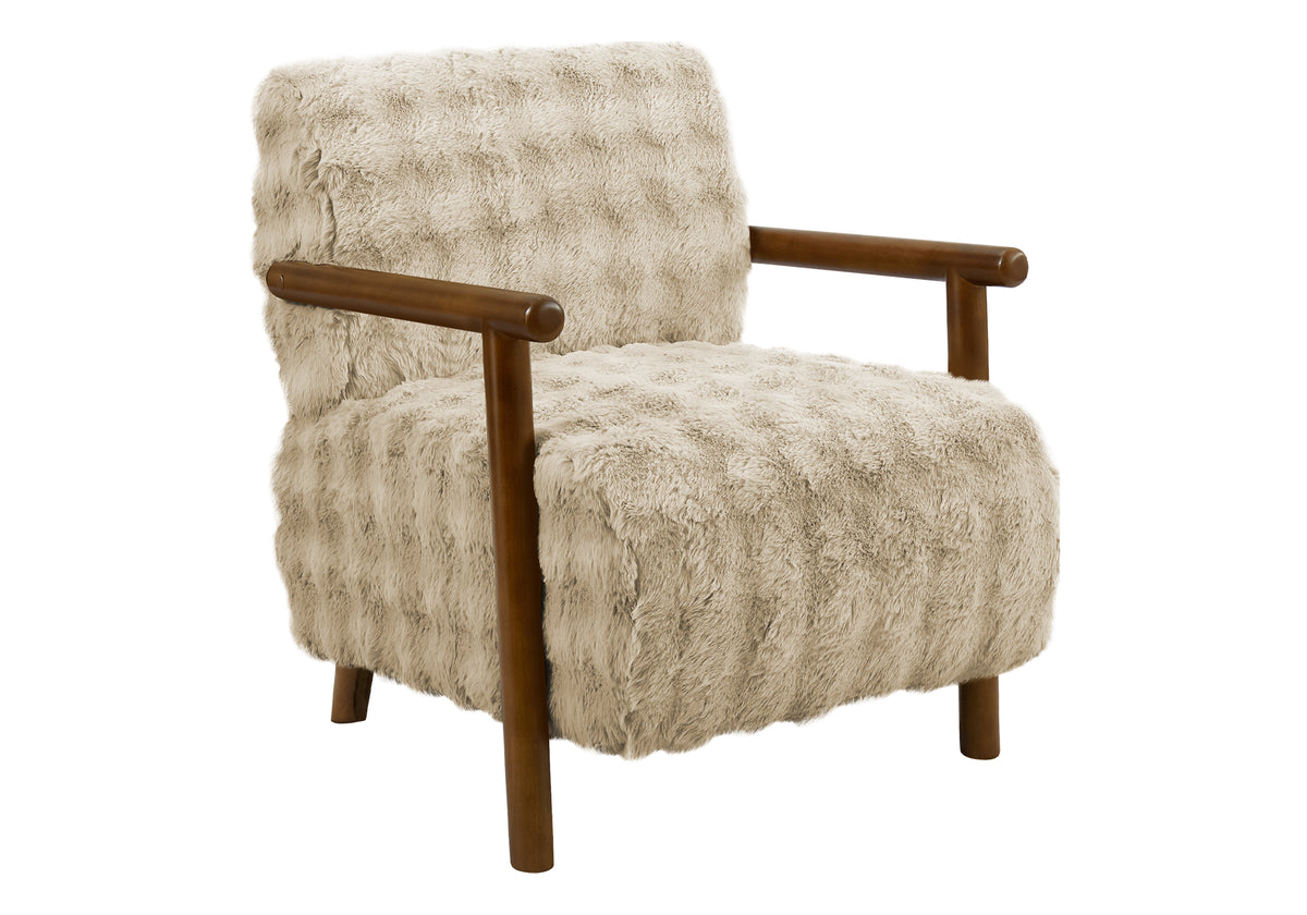 ACCENT CHAIR - 31"H / LIGHT BROWN FABRIC / WALNUT WOOD