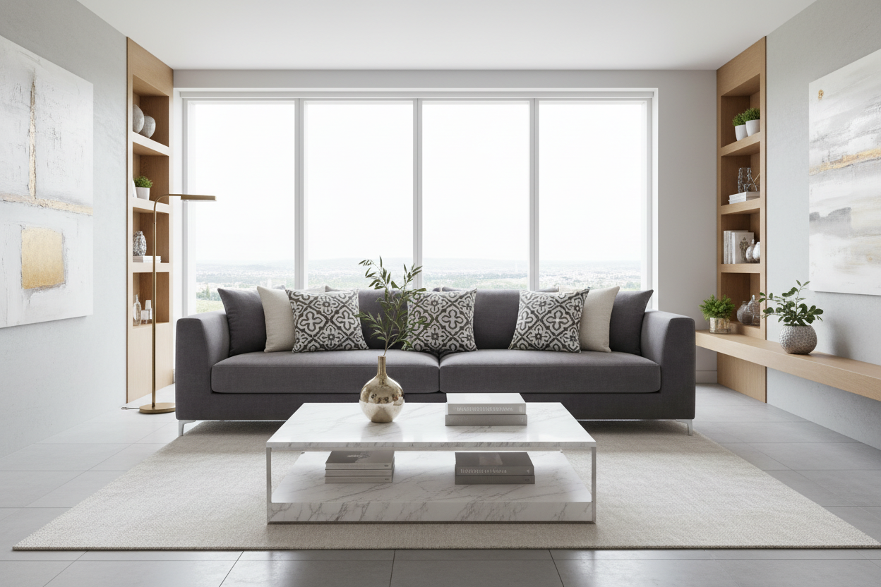 COUSSIN - 18"X 18" / MOTIF TAUPE FONCÉ / 1PC