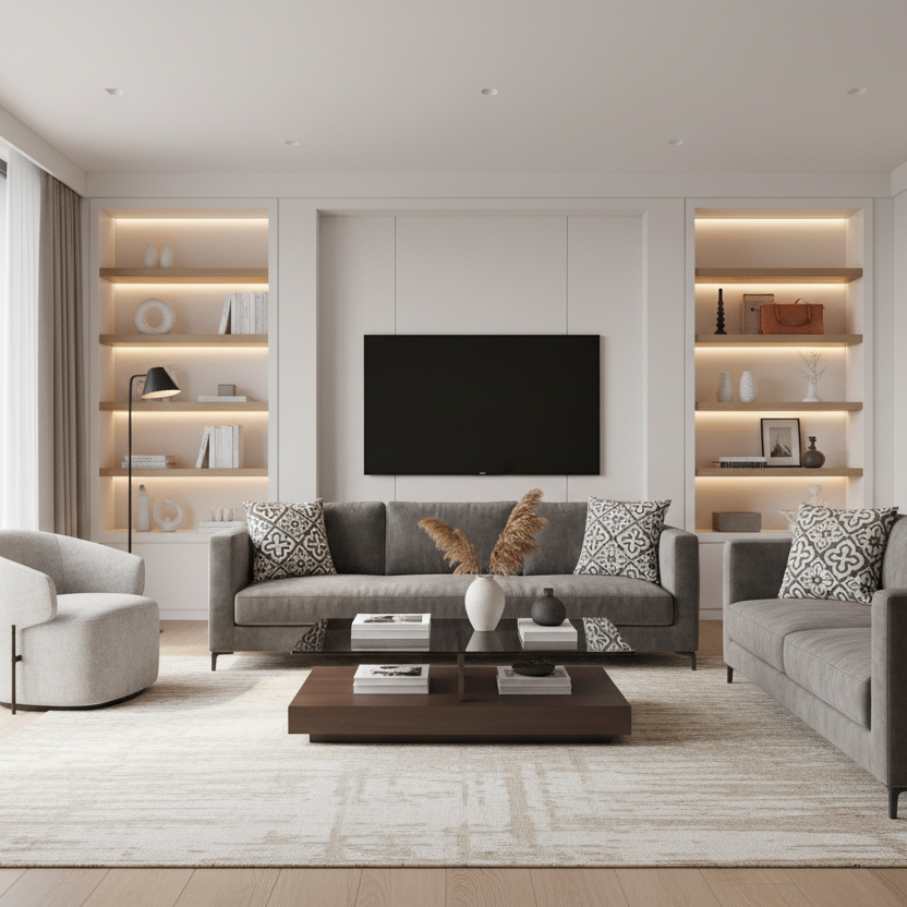 COUSSIN - 18"X 18" / MOTIF TAUPE FONCÉ / 1PC