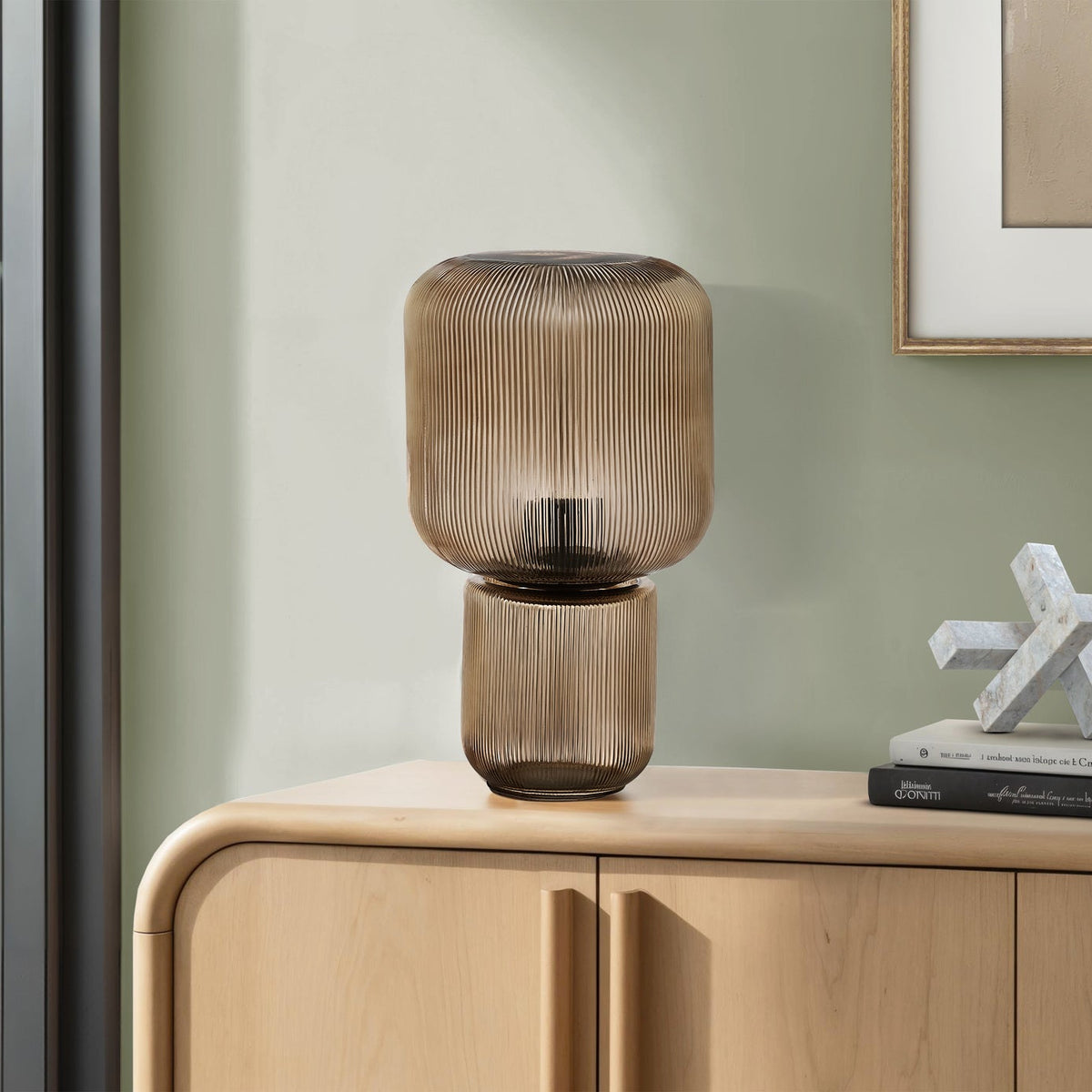 LIGHTING - 15"H TABLE LAMP GOLD GLASS