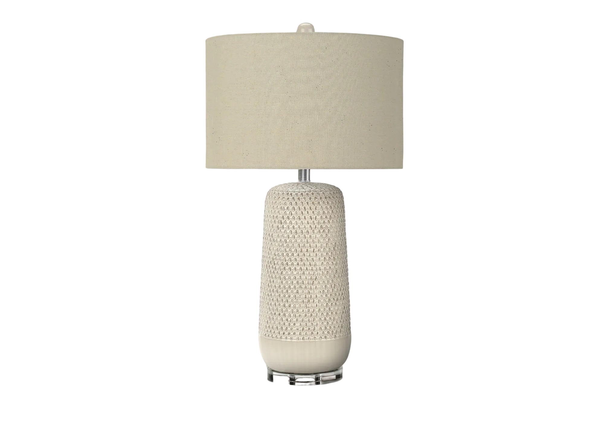 ÉCLAIRAGE - LAMPE DE TABLE 31"H ABAT-JOUR BEIGE EN CÉRAMIQUE CRÈME