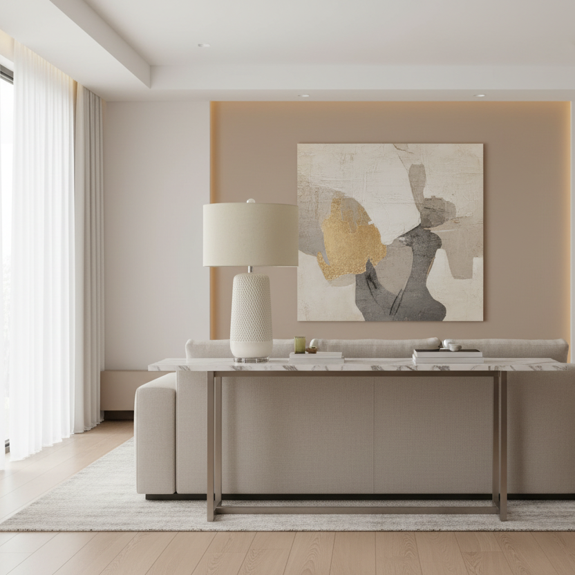 ÉCLAIRAGE - LAMPE DE TABLE 31"H ABAT-JOUR BEIGE EN CÉRAMIQUE CRÈME