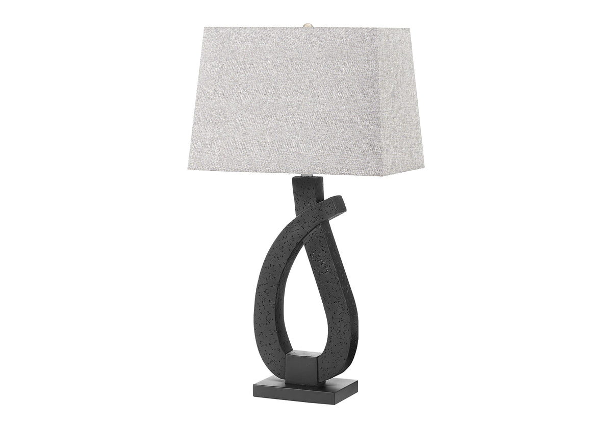 LIGHTING - 30"H TABLE LAMP BLACK RESIN / GREY SHADE