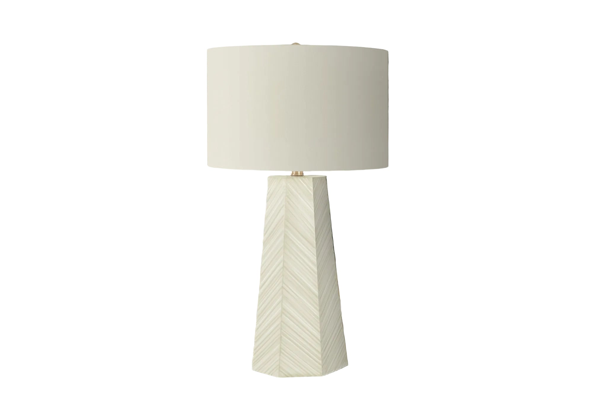 ÉCLAIRAGE - LAMPE DE TABLE 29"H EN CÉRAMIQUE BLANCHE IVOIRE / ABAT-JOUR CRÈME