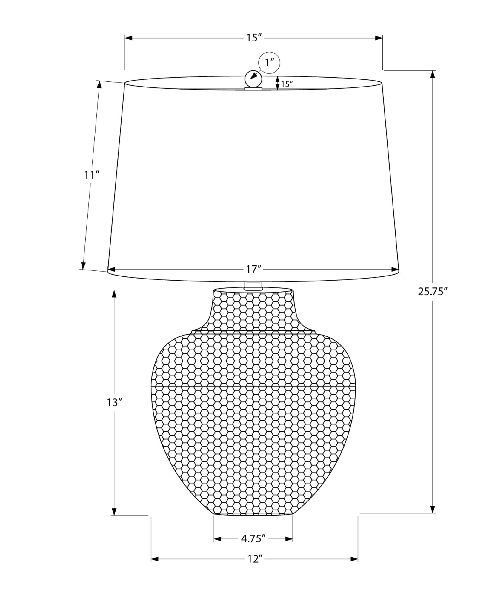 ÉCLAIRAGE - LAMPE DE TABLE 26"H MÉTAL NOIR IVOIRE / ABAT-JOUR CRÈME