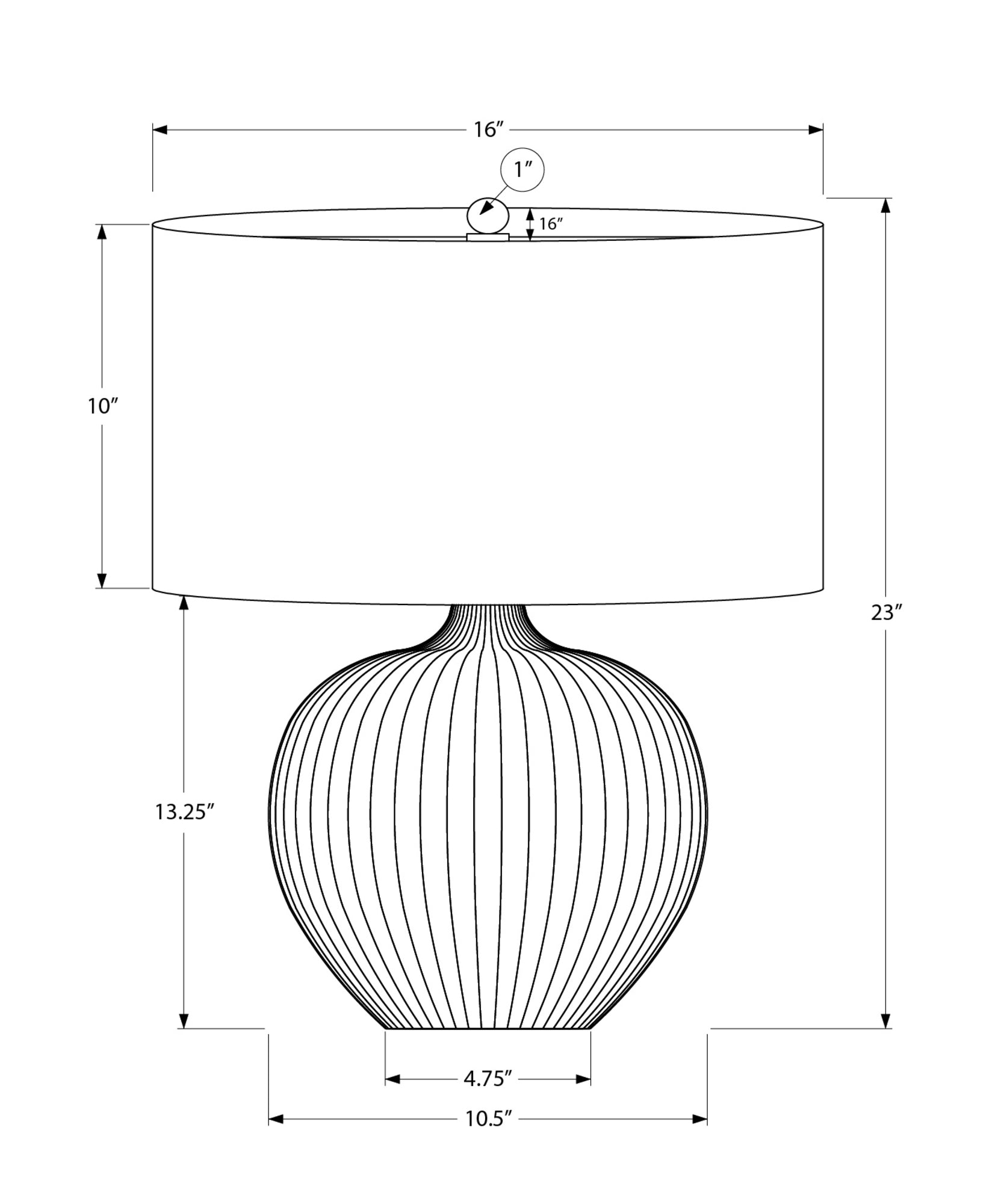 ÉCLAIRAGE - LAMPE DE TABLE 23"H EN CÉRAMIQUE NOIRE ABAT-JOUR NOIR