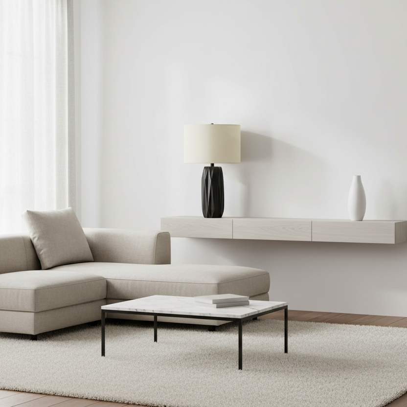 ÉCLAIRAGE - LAMPE DE TABLE 25"H EN CÉRAMIQUE NOIRE ABAT-JOUR IVOIRE / CRÈME