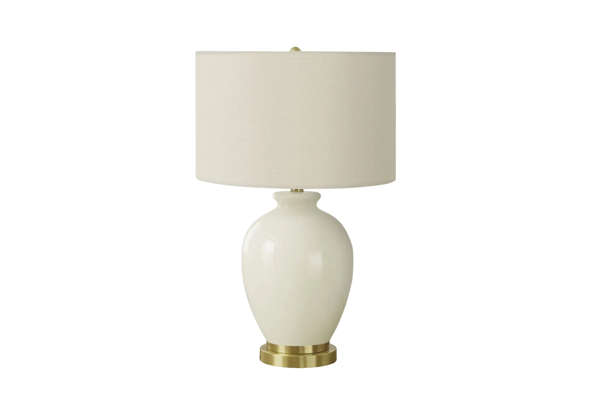 ÉCLAIRAGE - LAMPE DE TABLE 26"H IVOIRE / ABAT-JOUR CRÈME CÉRAMIQUE CRÈME