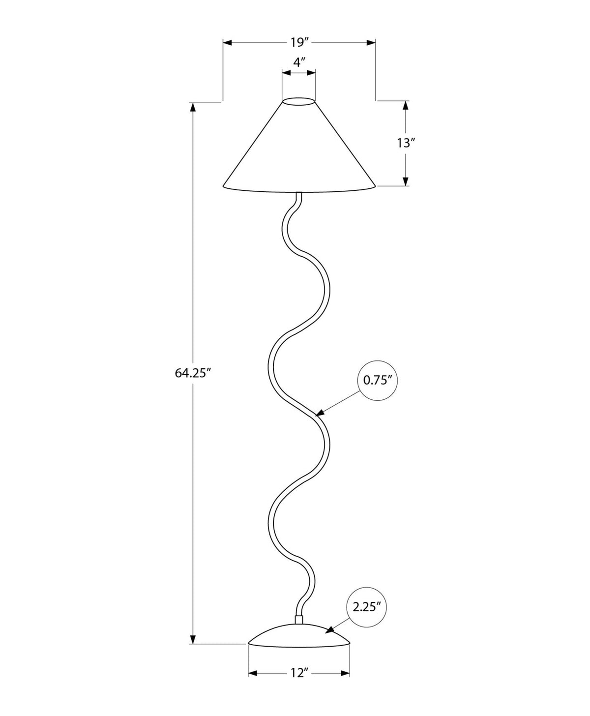 LIGHTING - 64"H FLOOR LAMP BLACK METAL / GREY SHADE