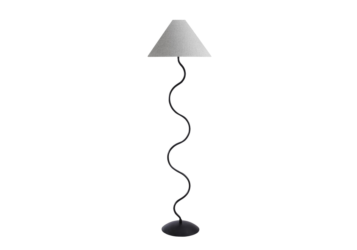 LIGHTING - 64"H FLOOR LAMP BLACK METAL / GREY SHADE