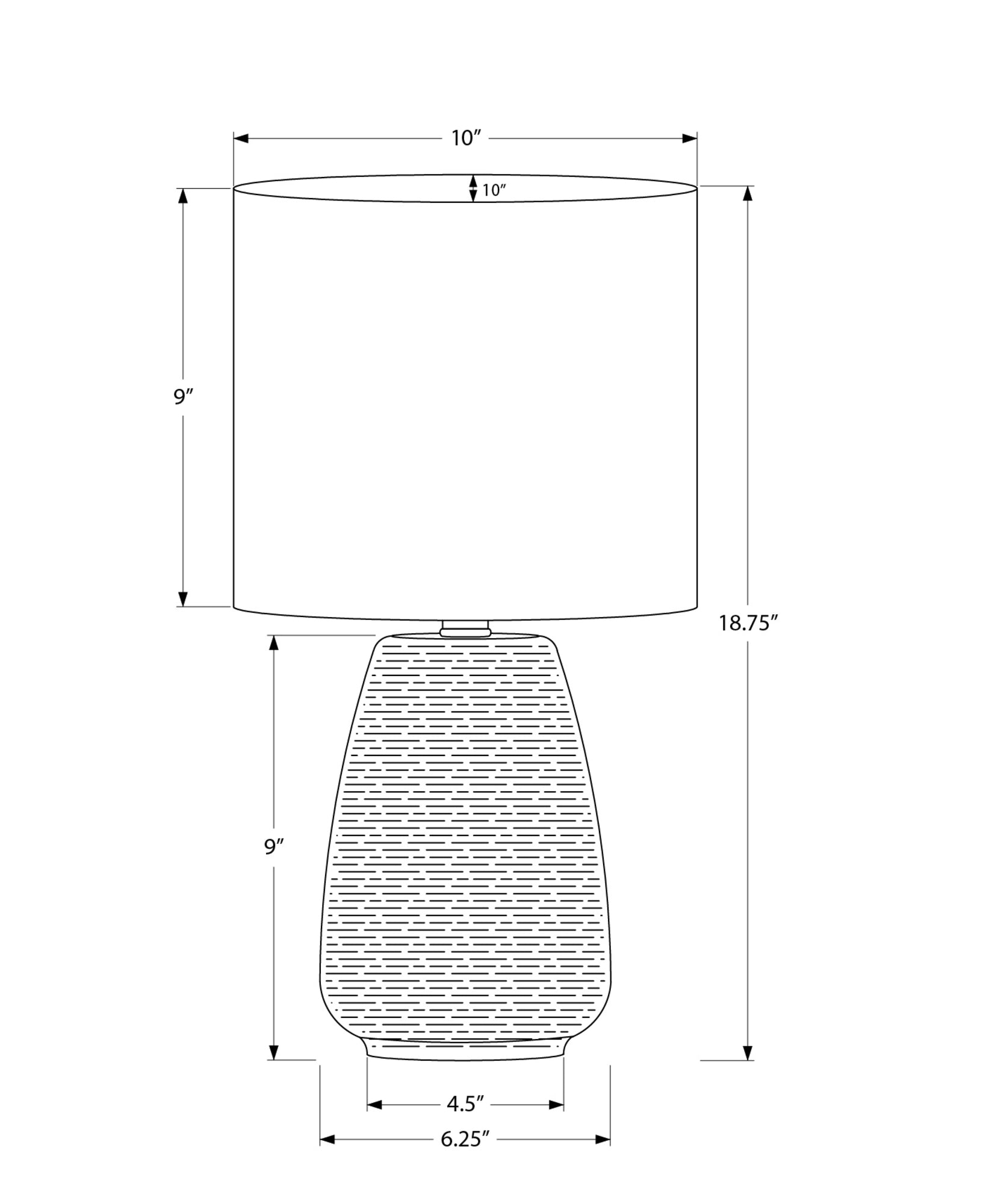 ÉCLAIRAGE - LAMPE DE TABLE 19"H EN CÉRAMIQUE GRISE IVOIRE / ABAT-JOUR CRÈME