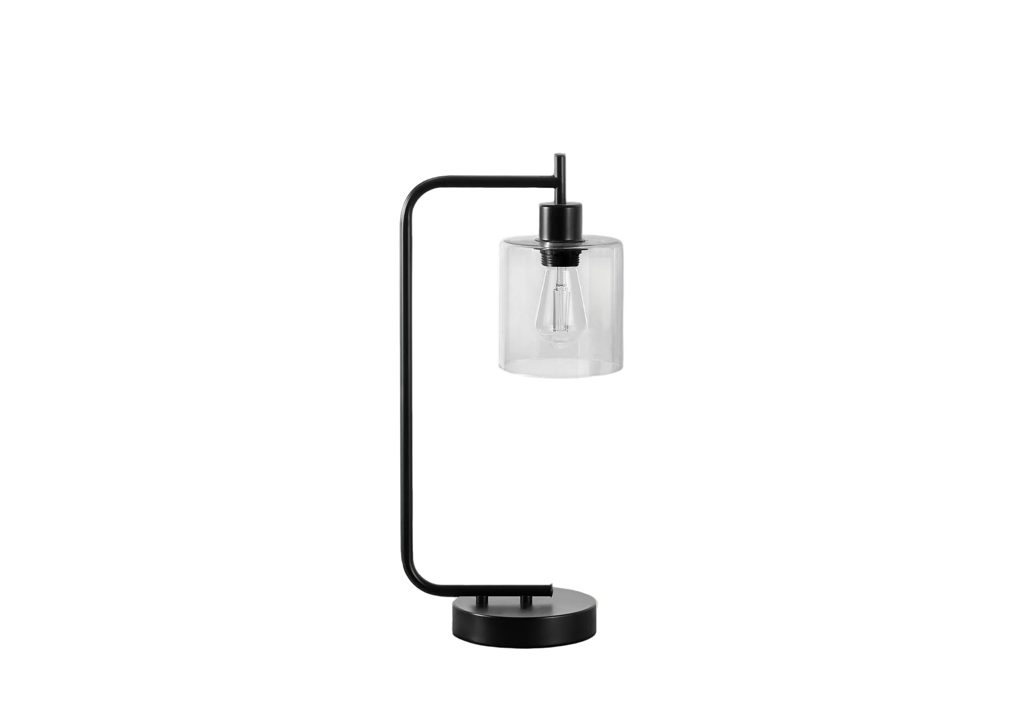 ÉCLAIRAGE - LAMPE DE TABLE 20"H PORT USB INCLUS MÉTAL NOIR ABAT-JOUR EN VERRE MODERNE