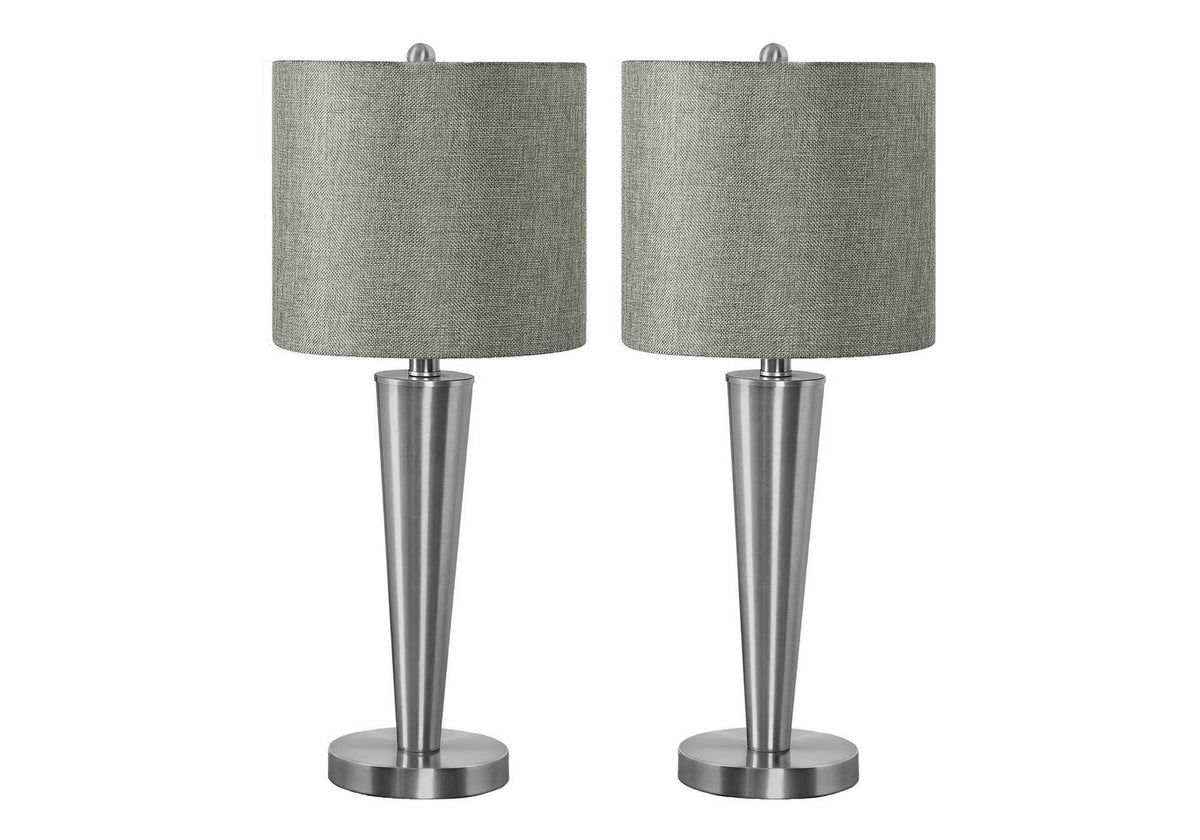 LIGHTING - 2PCS / 24"H TABLE LAMP NICKEL / GREY / USB