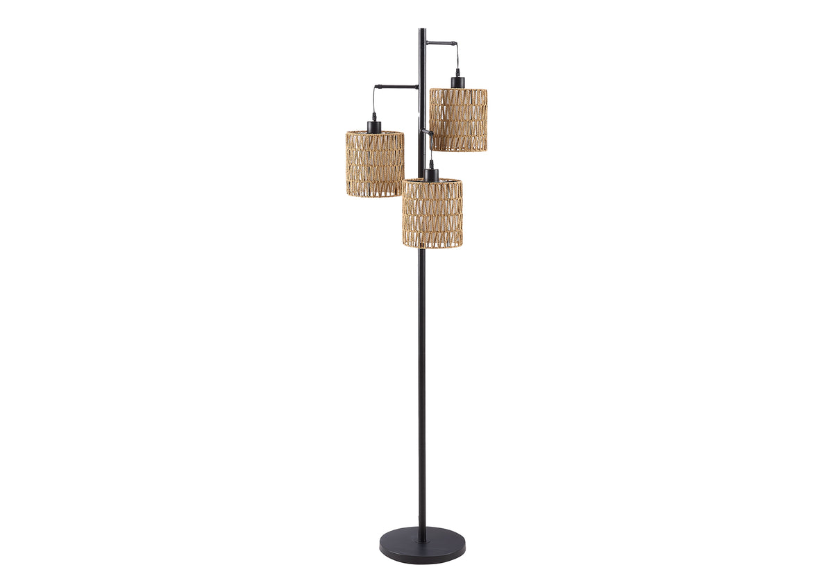 LIGHTING - 73"HFLOOR LAMP BLACK METAL / ROPE SHADE
