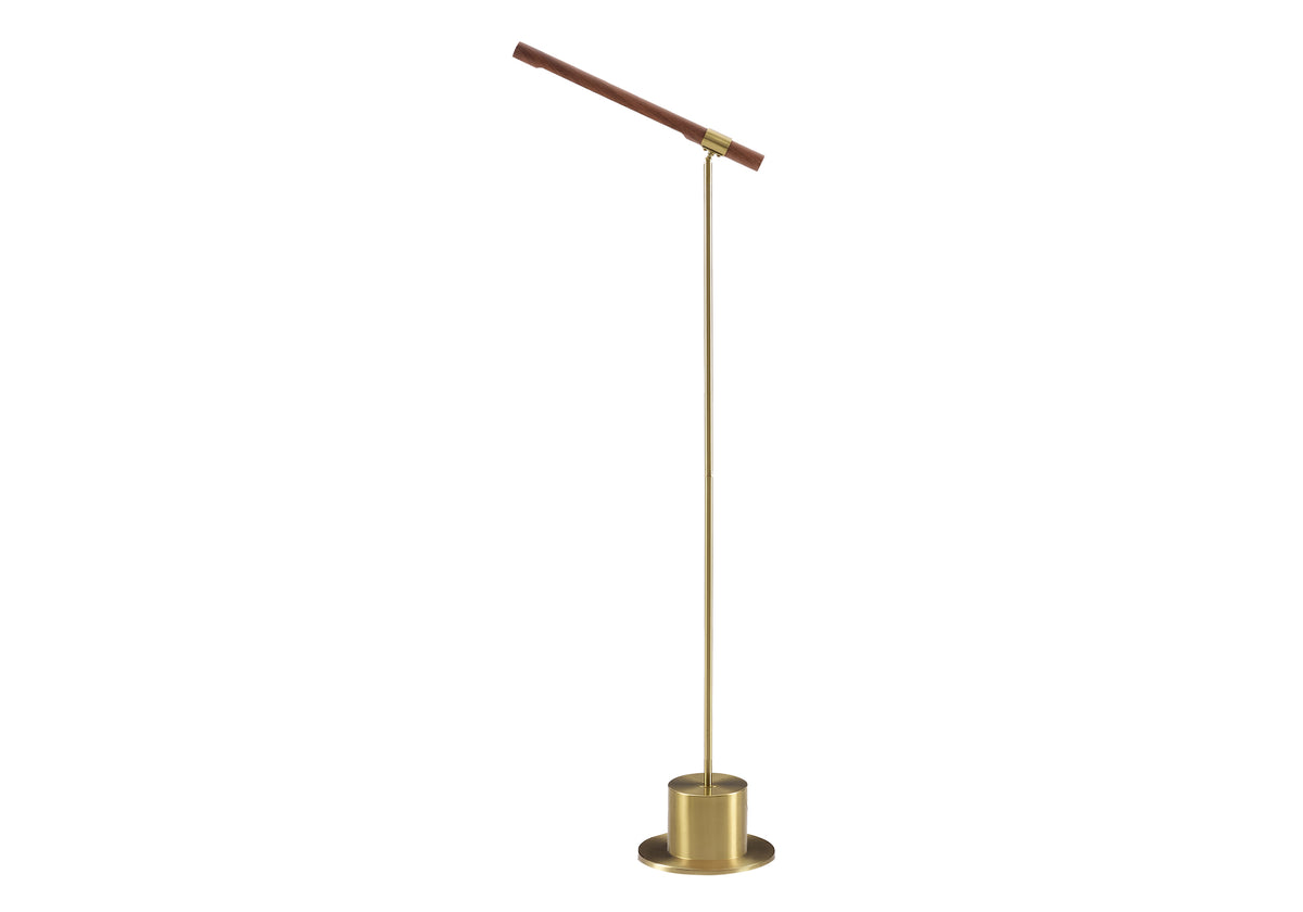 LIGHTING - 65"H FLOOR LAMP ANTIQUE BRASS METAL / WOOD SHADE