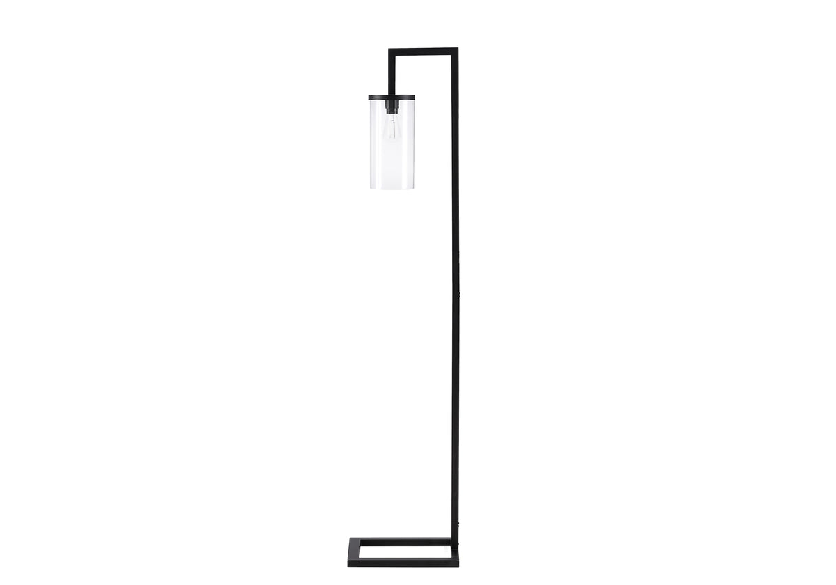 LIGHTING - 68"H FLOOR LAMP BLACK METAL / GLASS SHADE