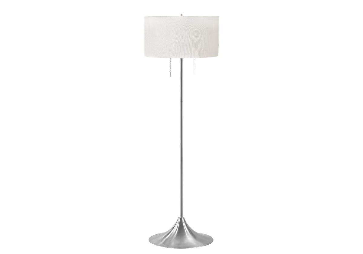 LIGHTING - 61"H FLOOR LAMP SILVER METAL / WHITE SHADE