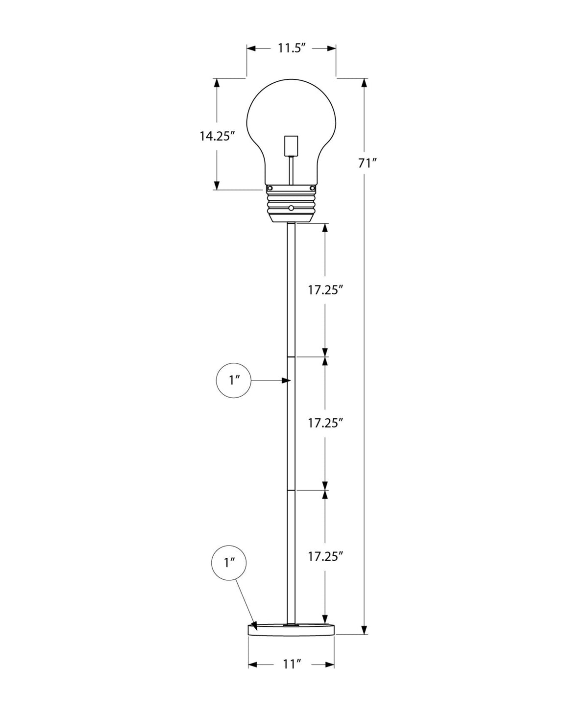 LIGHTING - 71"H FLOOR LAMP ANTIQUE BRASS METAL