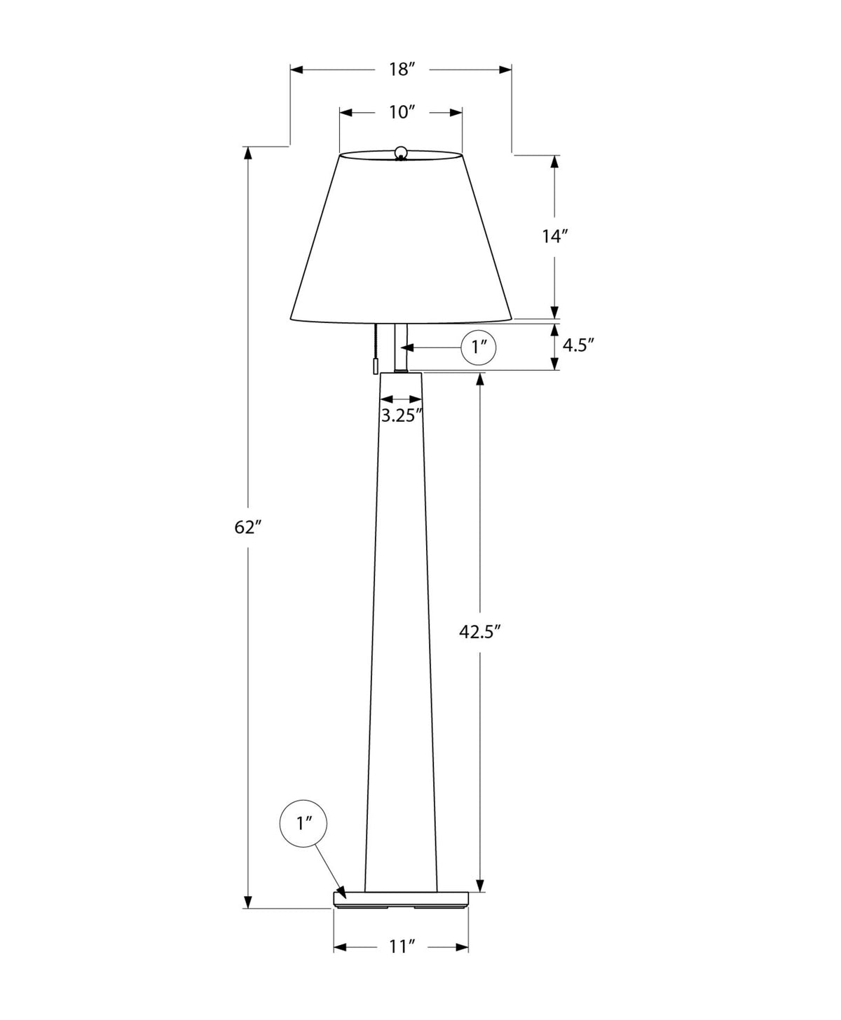 LIGHTING - 62"H FLOOR LAMP BLACK METAL / BEIGE SHADE