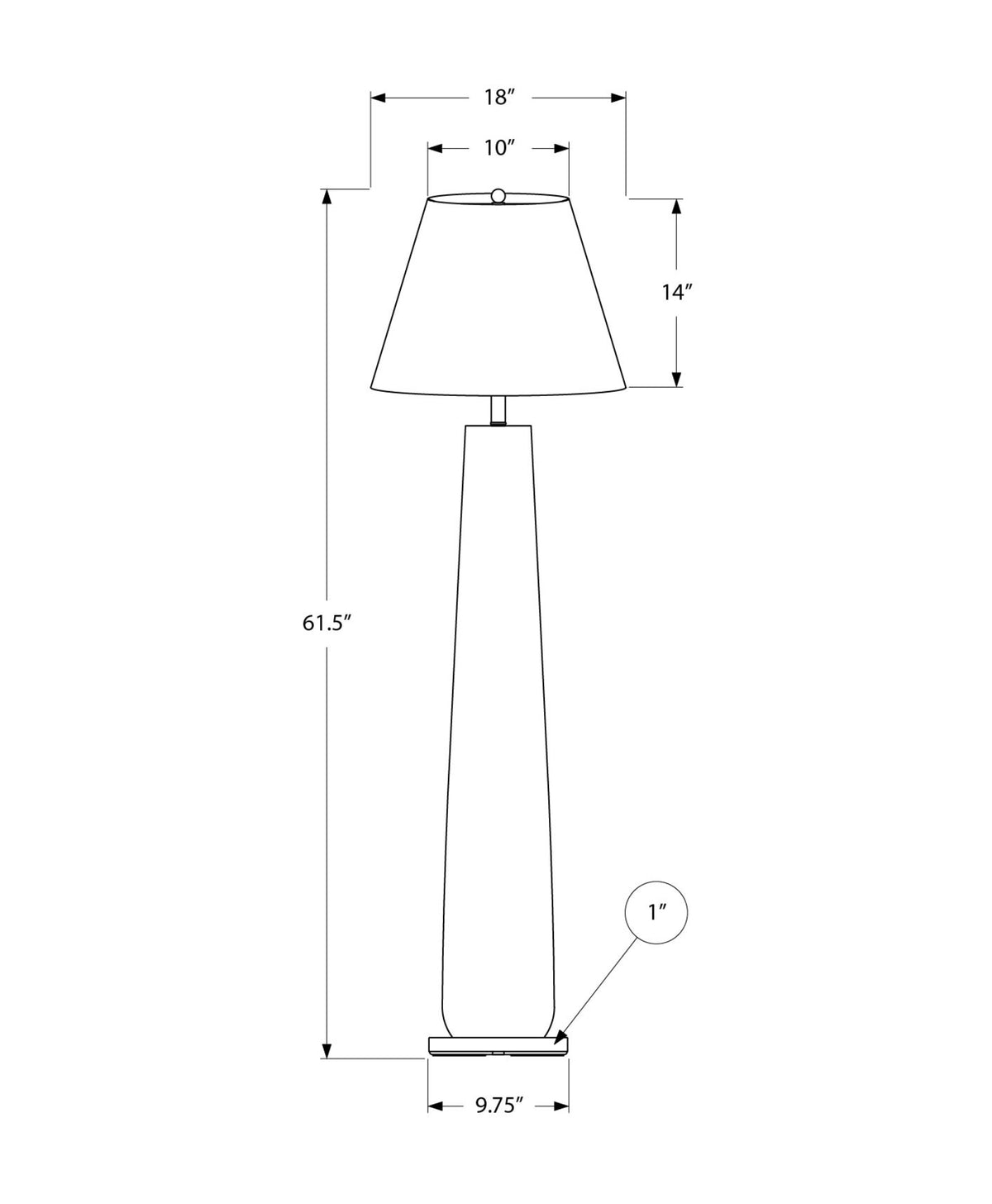 LIGHTING - 61"H FLOOR LAMP WHITE RESIN / GREY SHADE