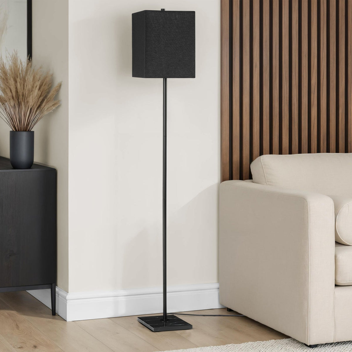 LIGHTING - 62"H FLOOR LAMP BLACK METAL / BLACK SHADE