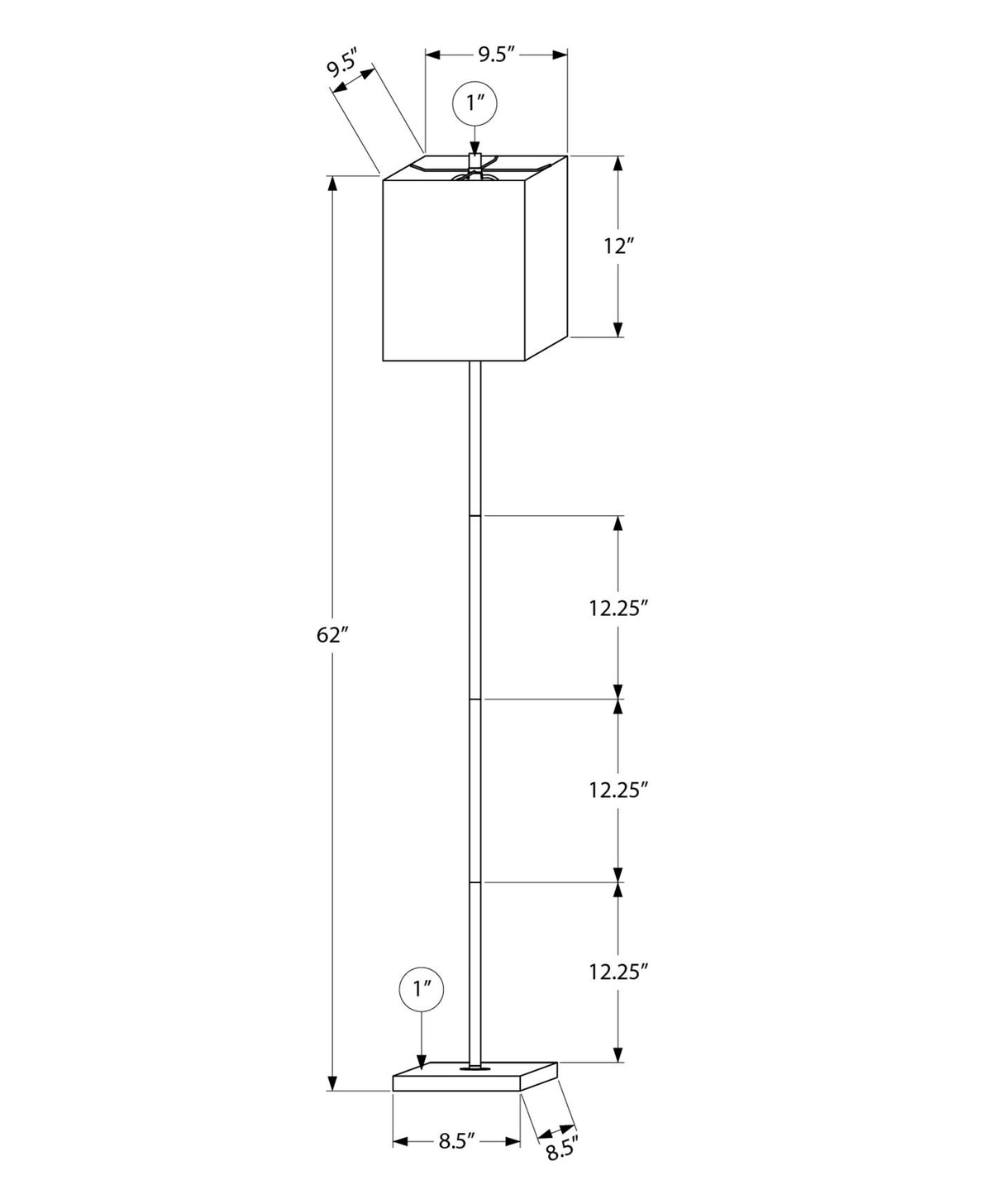LIGHTING - 62"H FLOOR LAMP BLACK METAL / BLACK SHADE