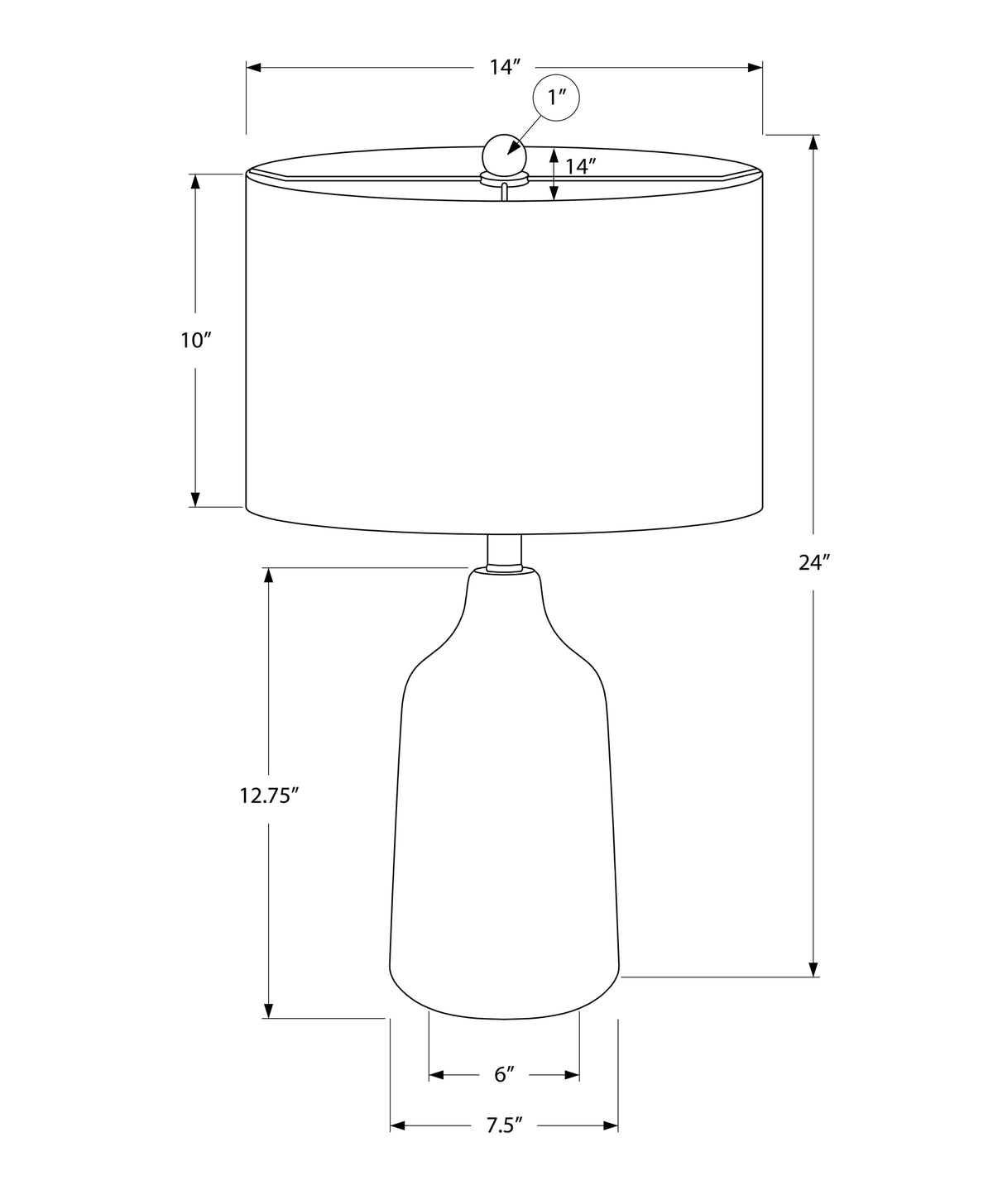 LIGHTING - 24"H TABLE LAMP BLACK CONCRETE / GREY SHADE