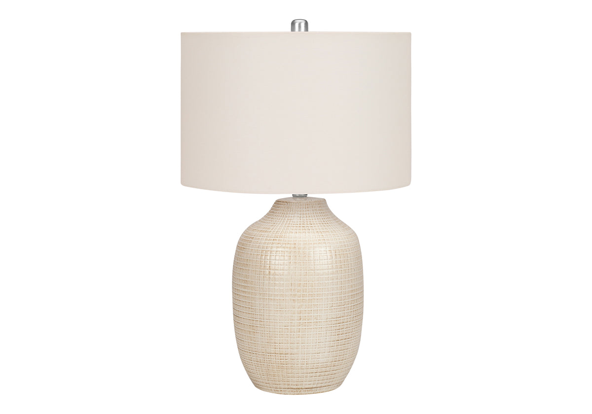 LIGHTING - 26"H TABLE LAMP CREAM CERAMIC / IVORY SHADE
