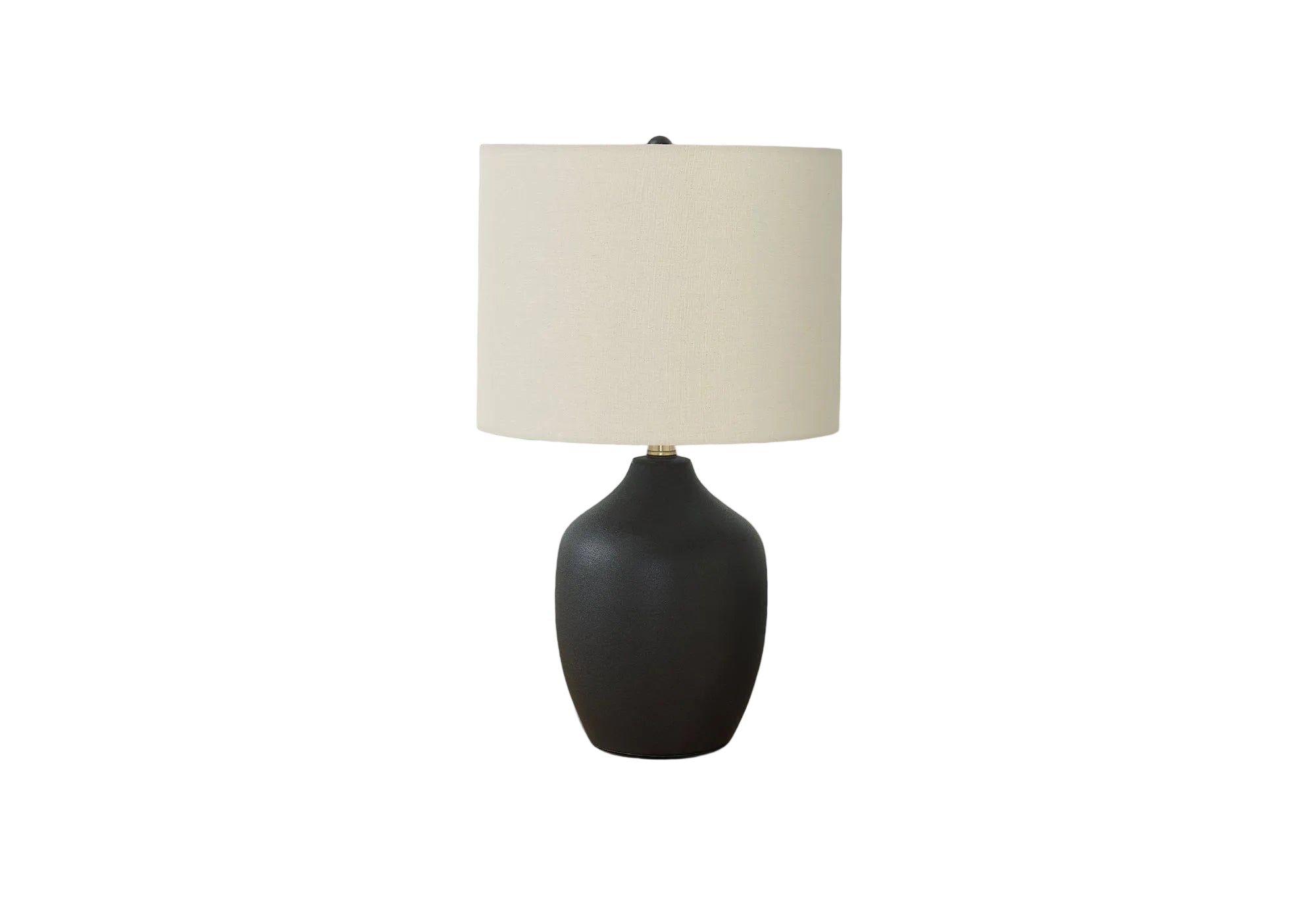 ÉCLAIRAGE - LAMPE DE TABLE 22"H EN CÉRAMIQUE NOIRE IVOIRE / ABAT-JOUR CRÈME