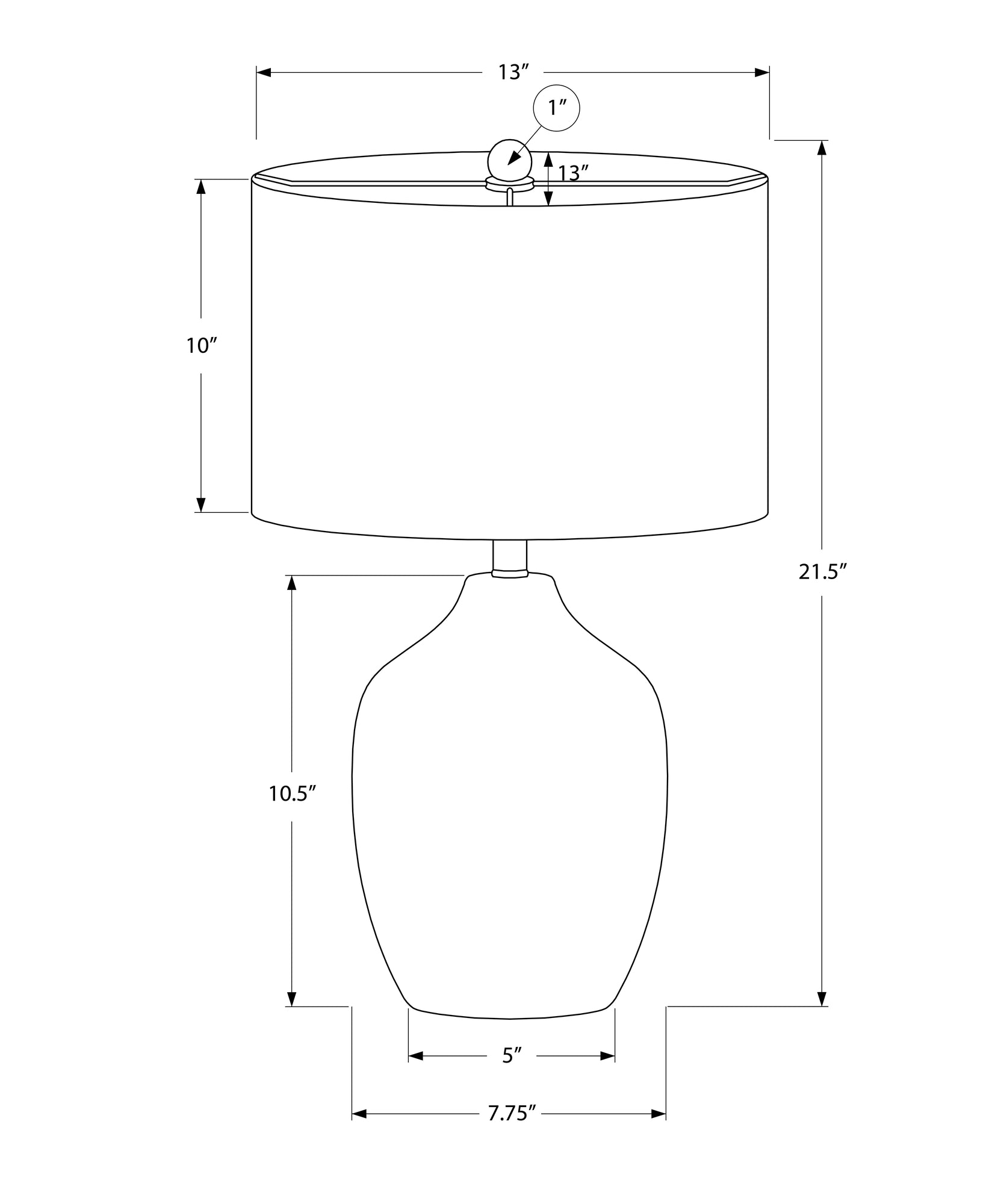 LIGHTING - 22"H TABLE LAMP BLACK CERAMIC IVORY / CREAM SHADE