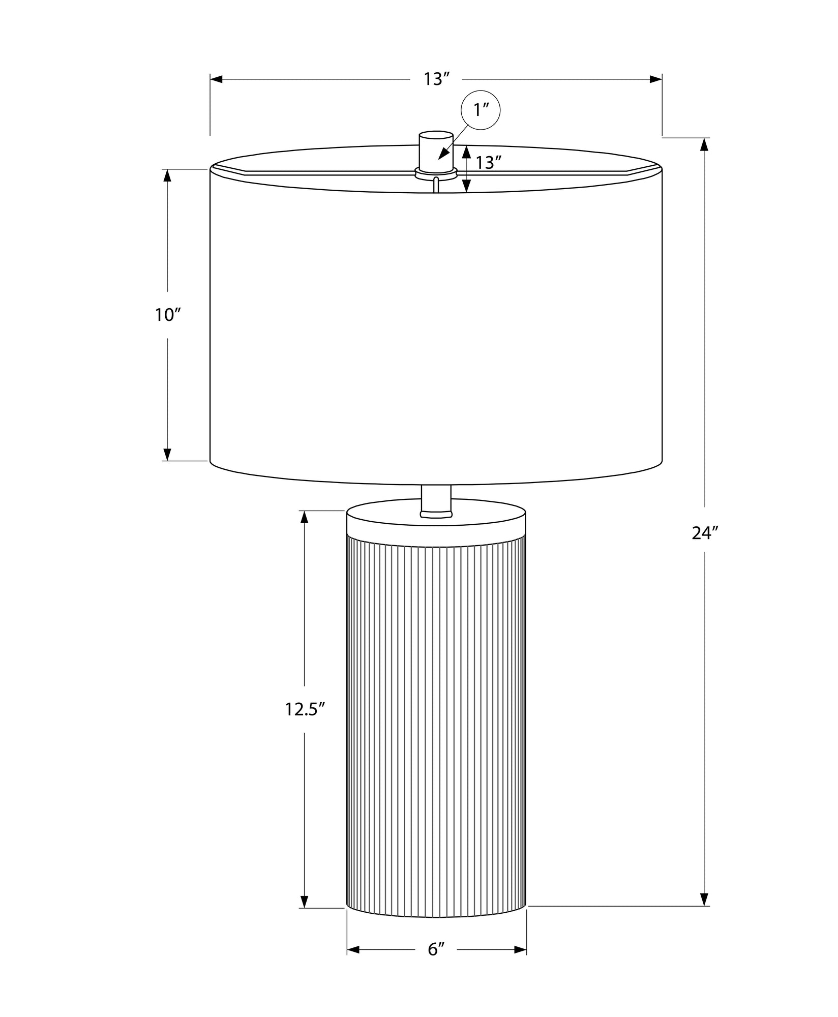 ÉCLAIRAGE - LAMPE DE TABLE 24"H BÉTON NOIR ABAT-JOUR IVOIRE / CRÈME MODERNE