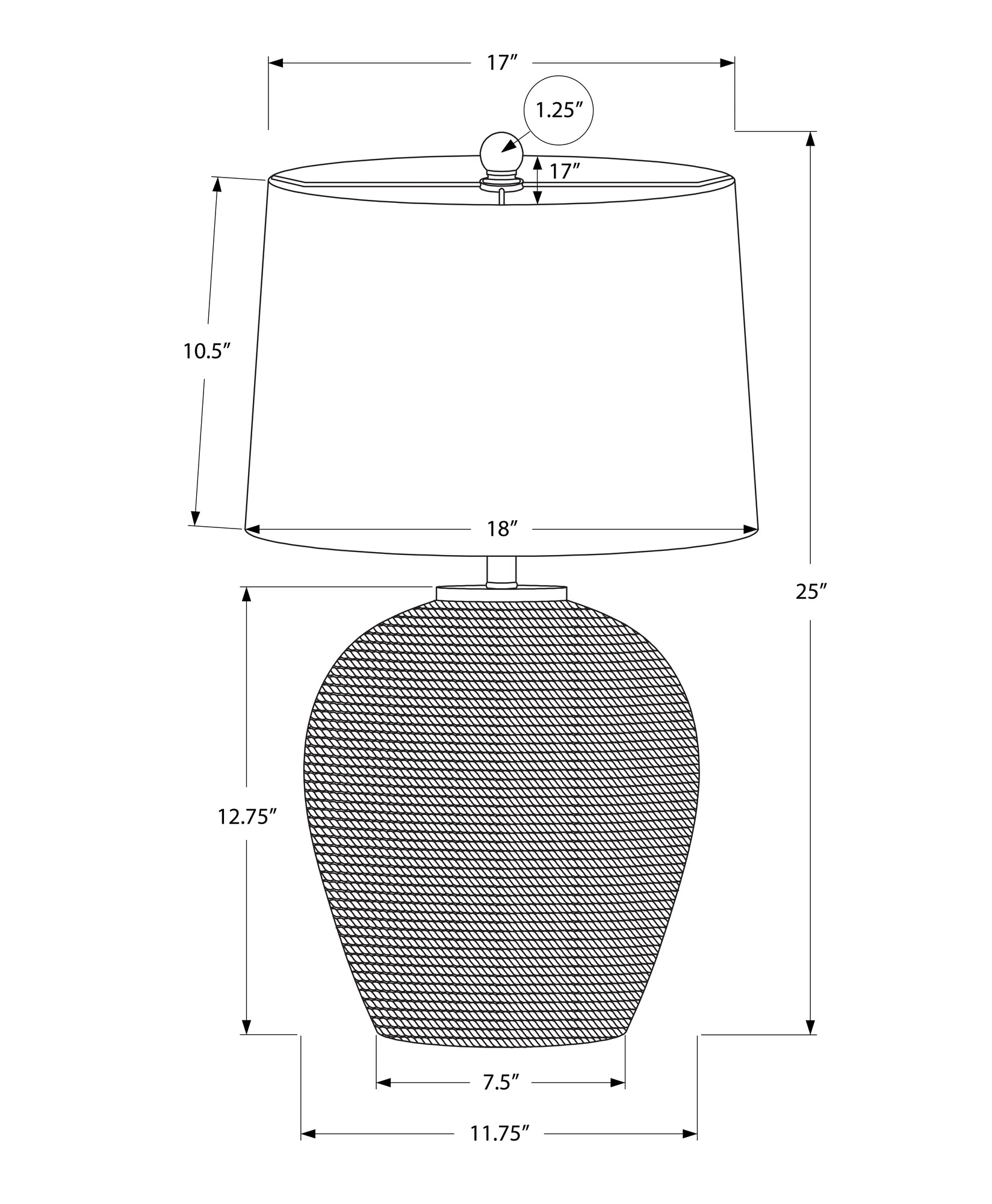 ÉCLAIRAGE - LAMPE DE TABLE 25"H EN ROTIN ABAT-JOUR BEIGE