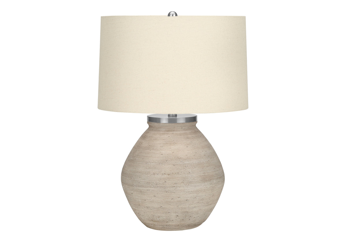 LIGHTING - 25"H TABLE LAMP CREAM CONCRETE / BEIGE SHADE