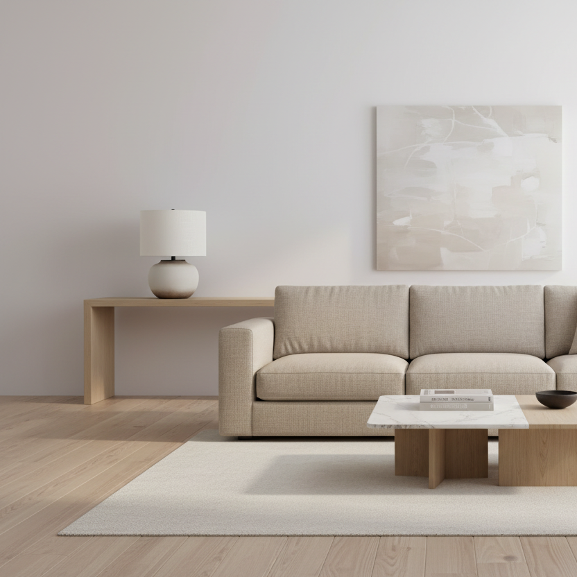 ÉCLAIRAGE - LAMPE DE TABLE 21"H EN CÉRAMIQUE CRÈME IVOIRE / ABAT-JOUR CRÈME MODERNE