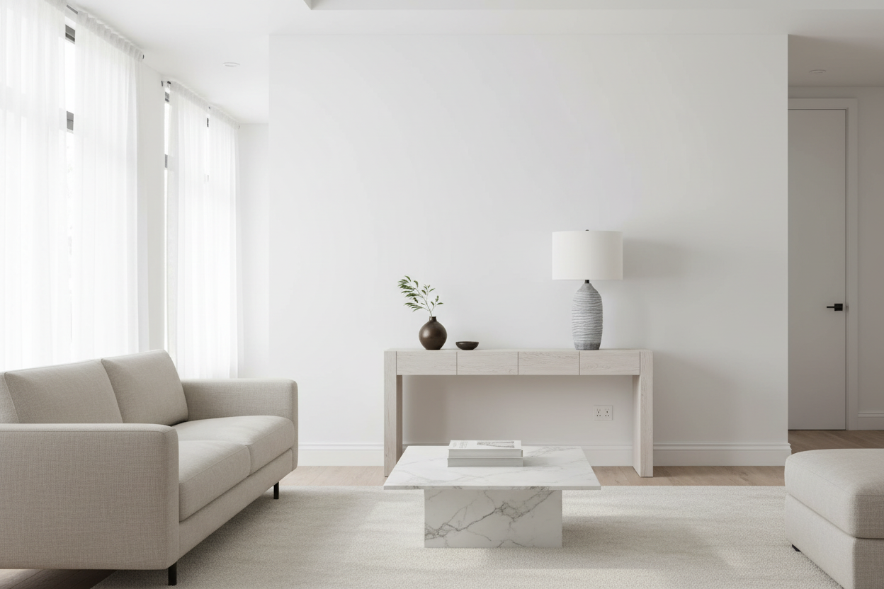 ÉCLAIRAGE - LAMPE DE TABLE 27"H EN RÉSINE GRISE IVOIRE / ABAT-JOUR CRÈME MODERNE