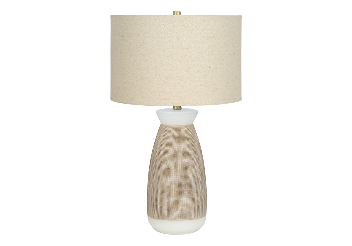 LIGHTING - 27"H TABLE LAMP CREAM CERAMIC / BEIGE SHADE