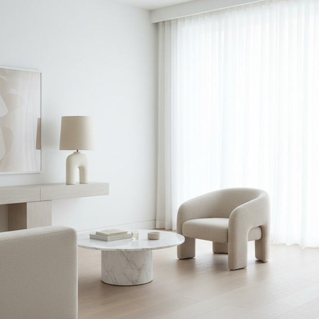 ÉCLAIRAGE - LAMPE DE TABLE 25"H RÉSINE CRÈME ABAT-JOUR BEIGE MODERNE