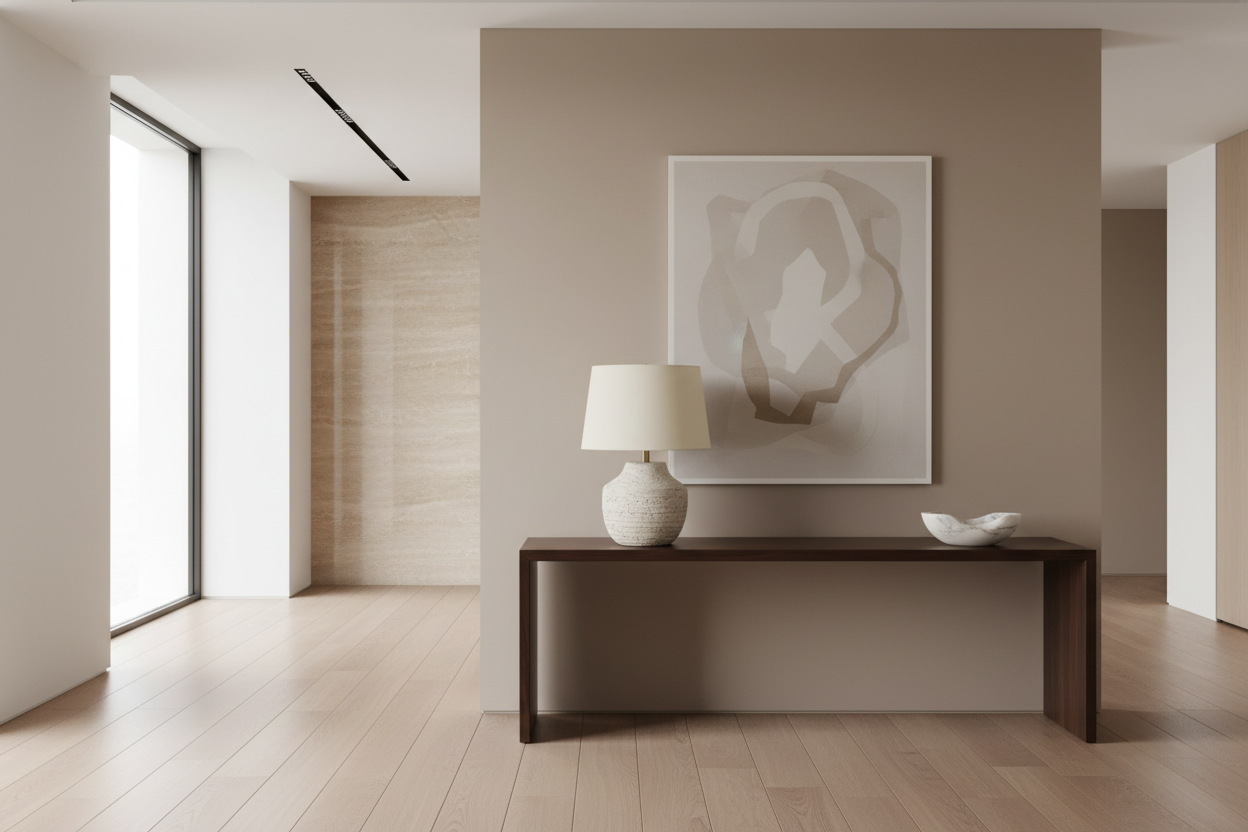 ÉCLAIRAGE - LAMPE DE TABLE 20"H BÉTON CRÈME IVOIRE / ABAT-JOUR CRÈME MODERNE