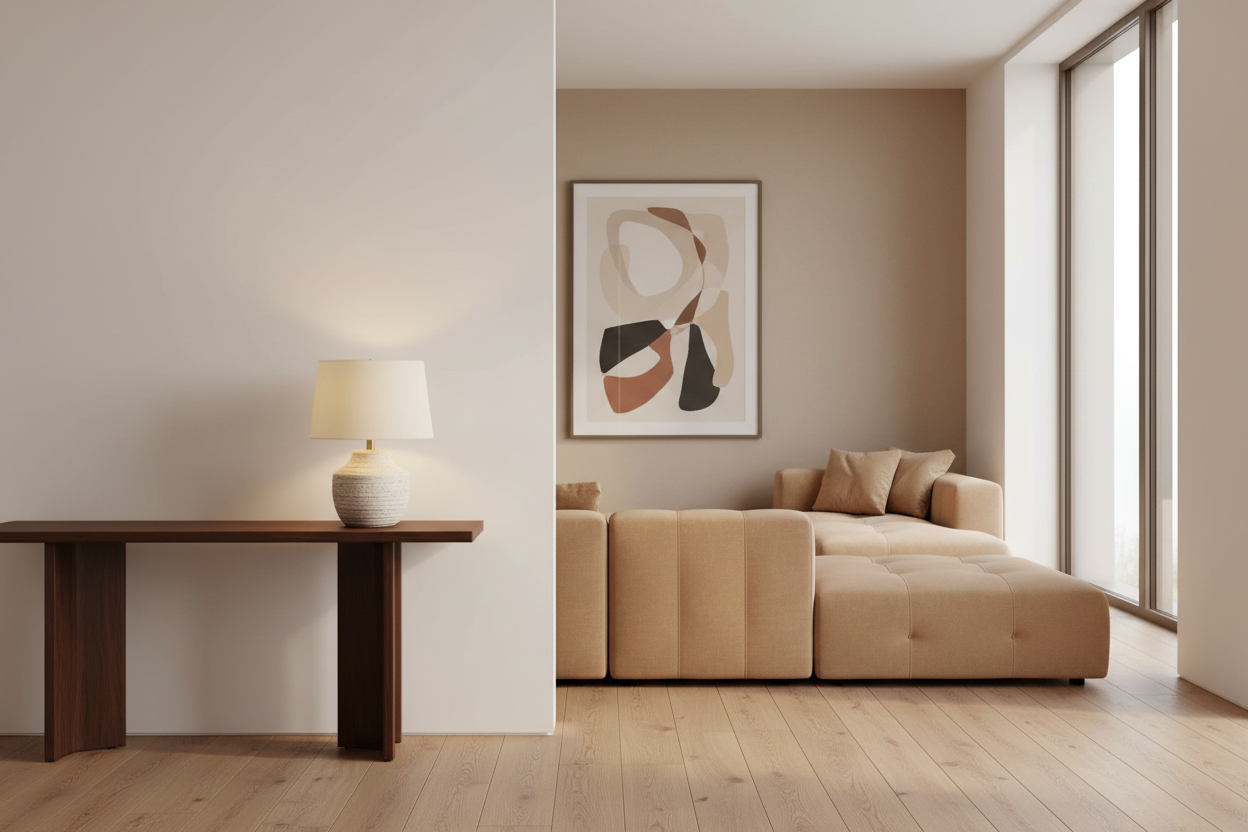 ÉCLAIRAGE - LAMPE DE TABLE 20"H BÉTON CRÈME IVOIRE / ABAT-JOUR CRÈME MODERNE