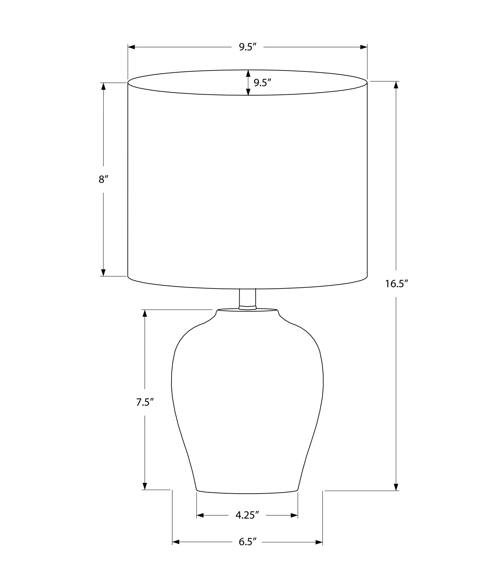 LIGHTING - 17"H TABLE LAMP BLACK CERAMIC IVORY / CREAM SHADE