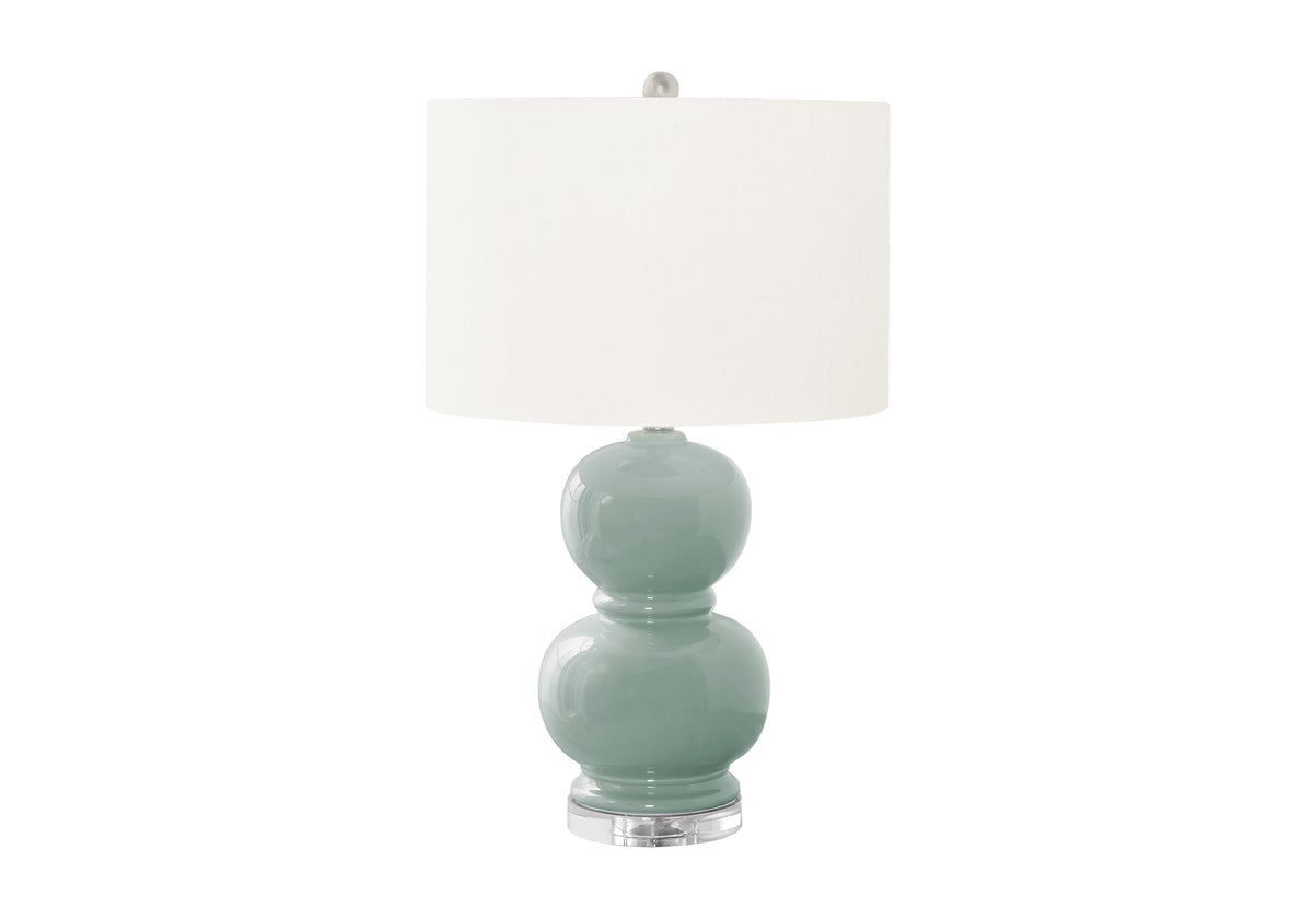 LIGHTING - 25"H TABLE LAMP GREEN CERAMIC / IVORY SHADE