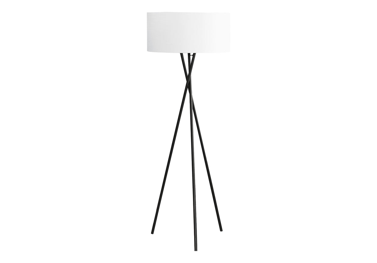 LIGHTING - 62"H TRIPOD FLOOR LAMP BLACK METAL / IVORY